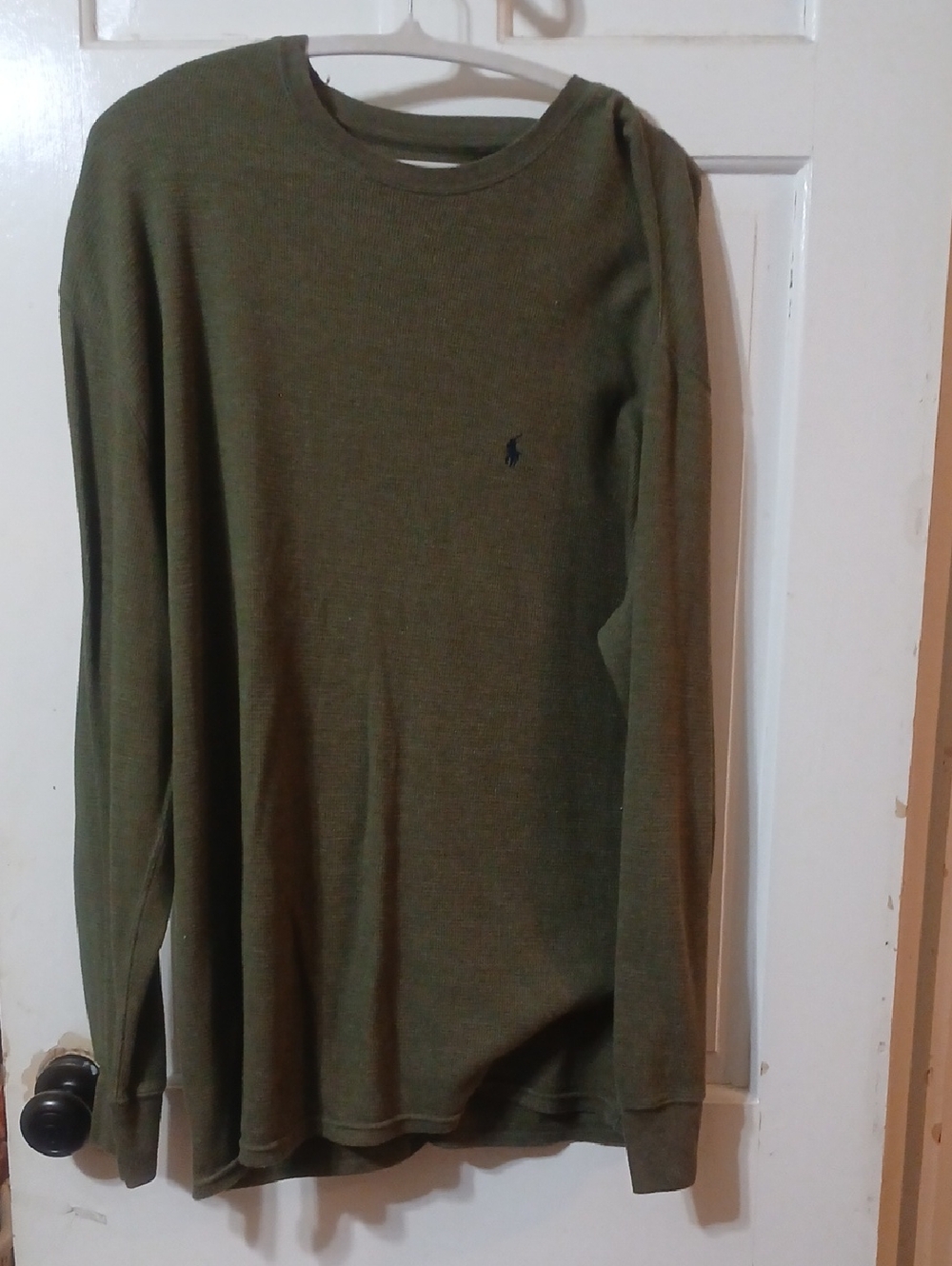 Polo by Ralph Lauren Olive Green Knit  Thermal Crewneck Sweater